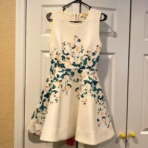 Anthropologie Floral Peplum Fit and Flare dress size 4 petite